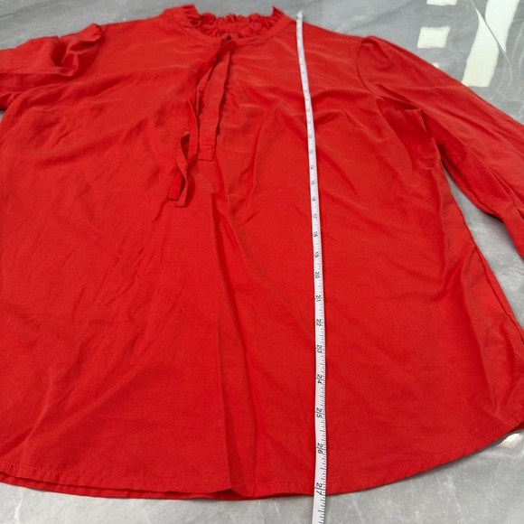 Women’s Merona Target Ruffle Neck Button Tie Long Sleeve Shirt Large - Picture 16 of 16